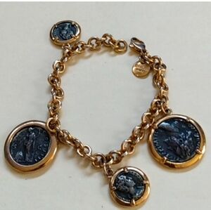 14k yellow gold plated bronze antique coin bracelet